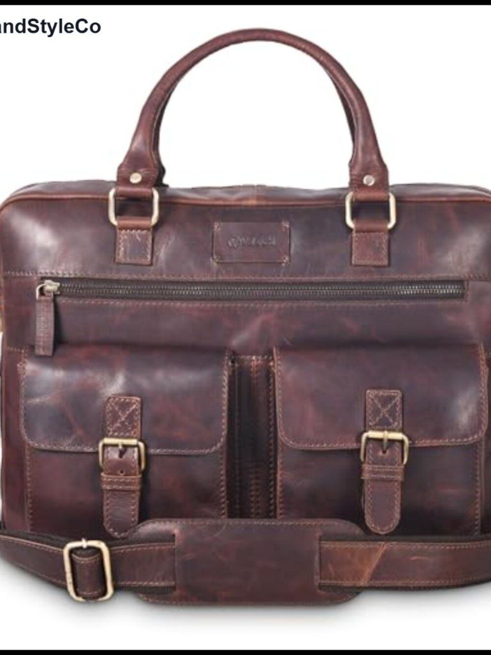 Full Grain Leather Laptop Bag 15" Padded Messenger Bag for Men & Women